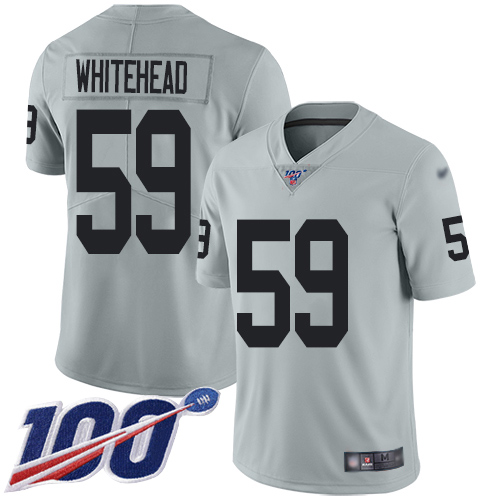 Men Oakland Raiders Limited Silver Tahir Whitehead Jersey NFL Football #59 100th Season Inverted Jersey->oakland raiders->NFL Jersey